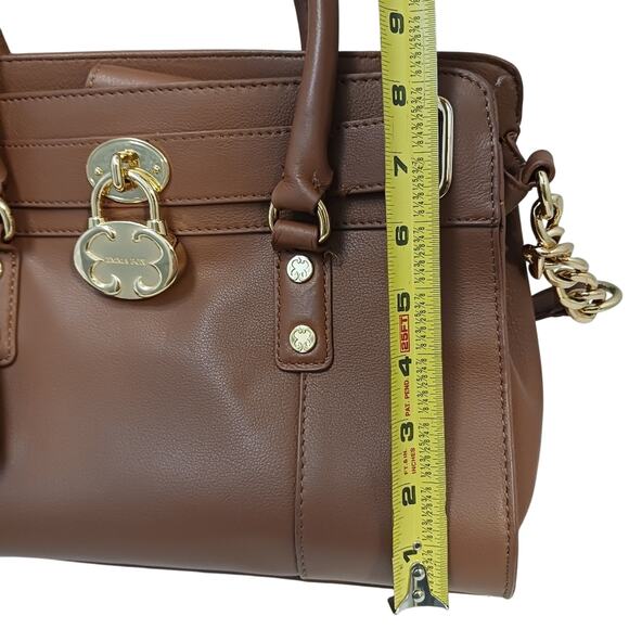 Emma Fox Leather Designer Purse  BROWN w GOLD Chain Strap Fancy Business $200 - Picture 15 of 16